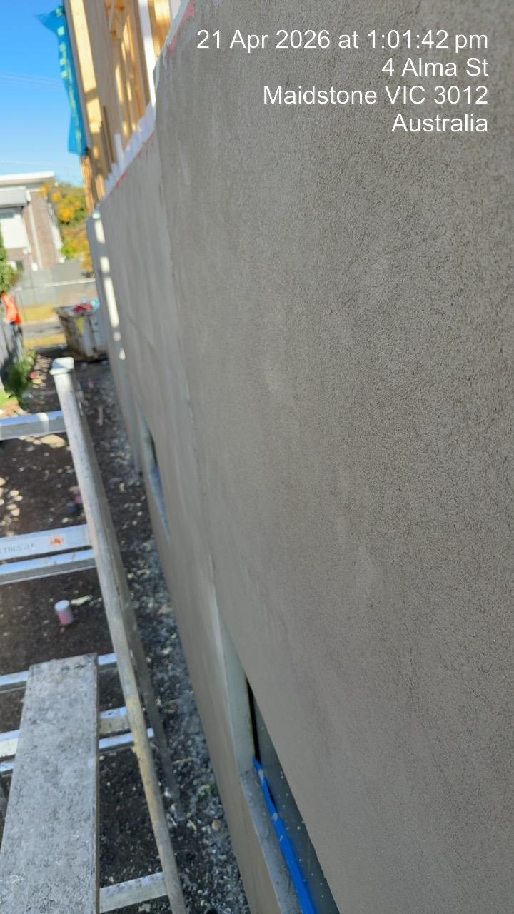 Finished exterior rendered wall at a project in Maidstone