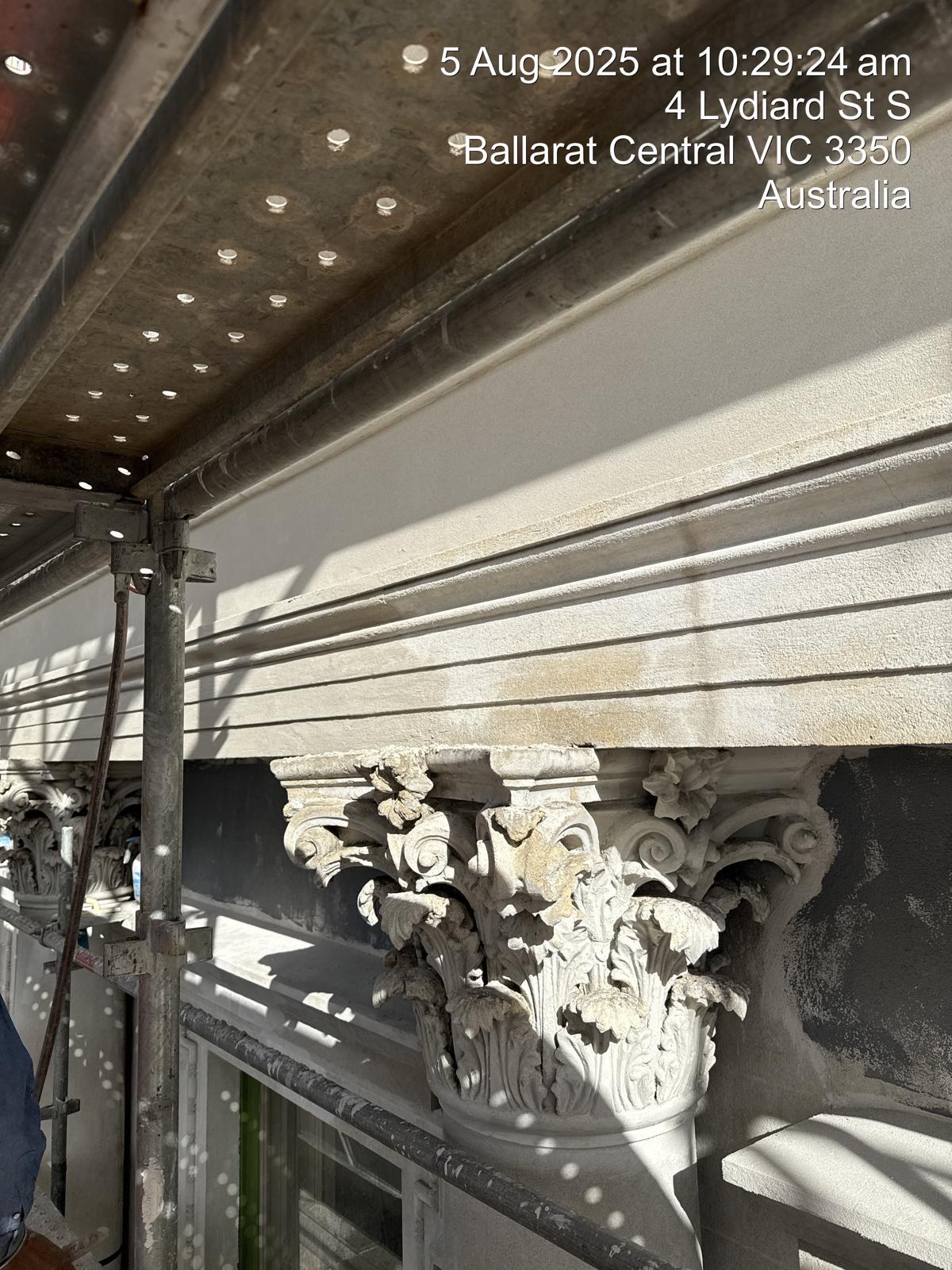 Heritage detailing work on an ornate building facade in Ballarat